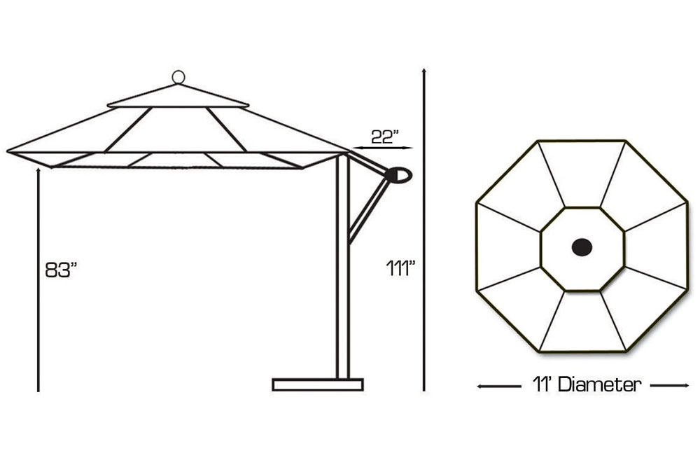 11′ Cantilever Umbrella w/Base by Galtech International